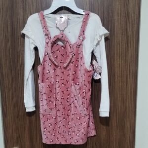 btween Pink Floral Kids Dress with Headband